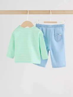 Green Long Sleeve Tops and Trousers Baby 2 Piece Set (0mths-2yrs)