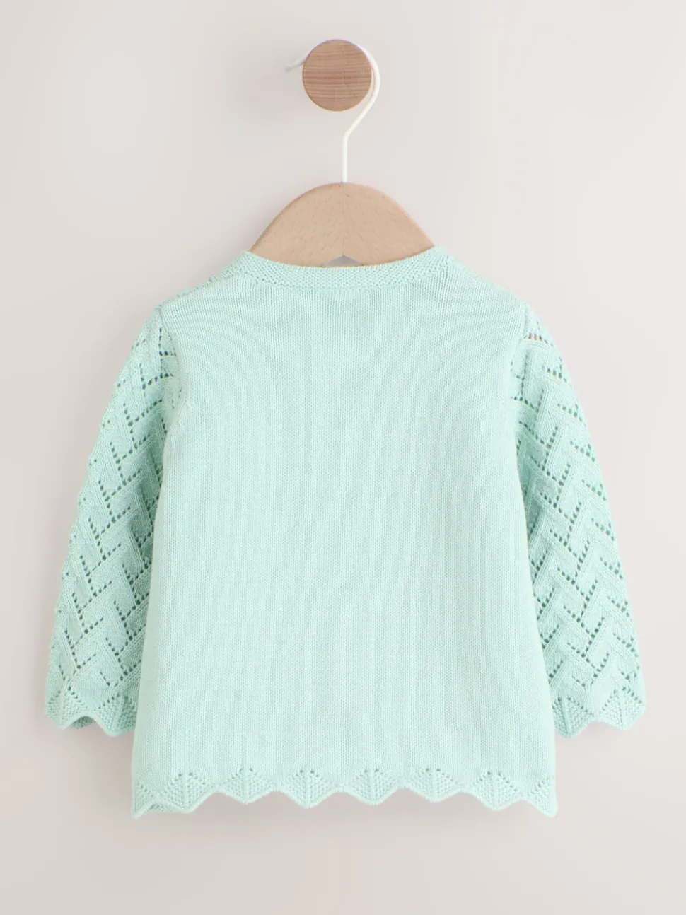 Green Pointelle Knitted Baby Cardigan (0mths-2yrs)