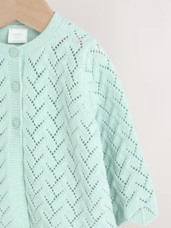 Green Pointelle Knitted Baby Cardigan (0mths-2yrs)