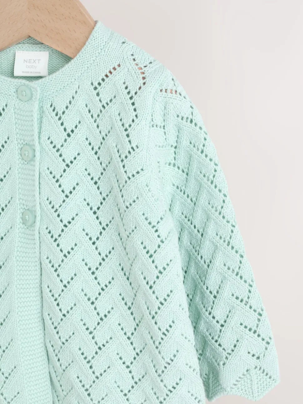 Green Pointelle Knitted Baby Cardigan (0mths-2yrs)