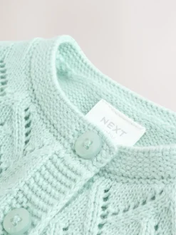 Green Pointelle Knitted Baby Cardigan (0mths-2yrs)