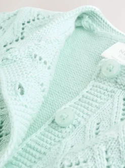 Green Pointelle Knitted Baby Cardigan (0mths-2yrs)