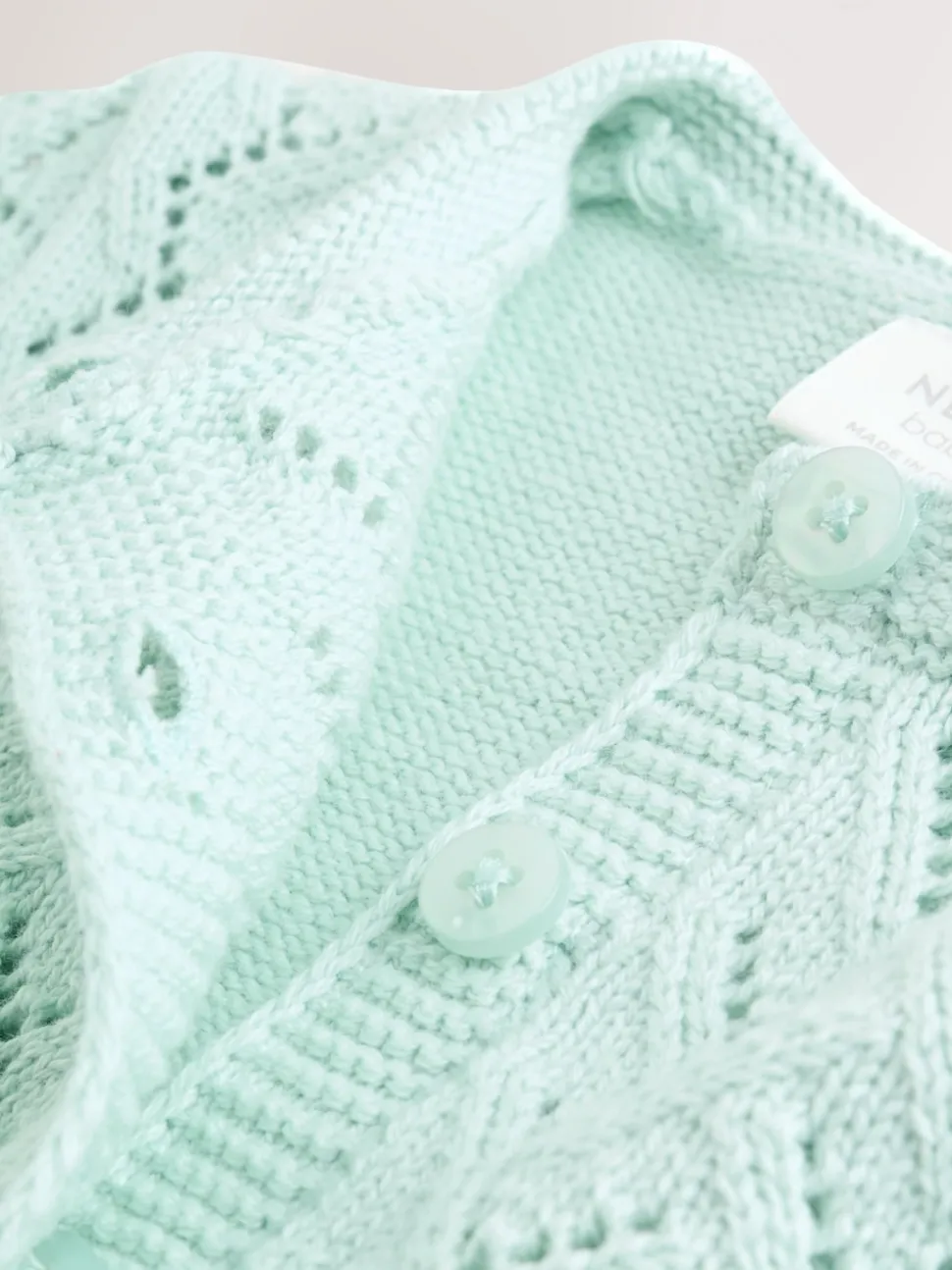 Green Pointelle Knitted Baby Cardigan (0mths-2yrs)