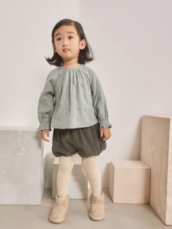 Green Puffball Shorts and Blouse Set (3mths-7yrs)