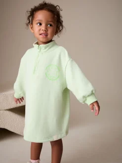 Green Quarter Zip Sweat Dress (3mths-7yrs)