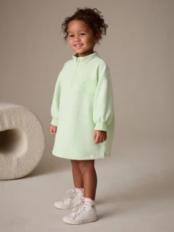 Green Quarter Zip Sweat Dress (3mths-7yrs)