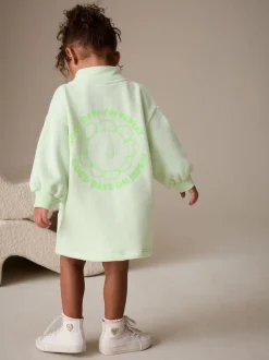 Green Quarter Zip Sweat Dress (3mths-7yrs)
