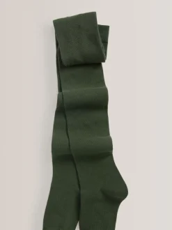 Green Regular Length 3 Pack Cotton Rich School Tights