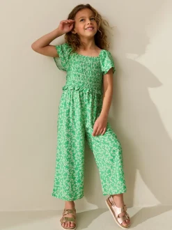 Green Shirred Jumpsuit (3-16yrs)