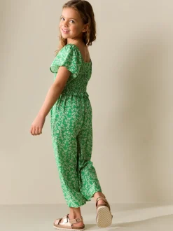 Green Shirred Jumpsuit (3-16yrs)