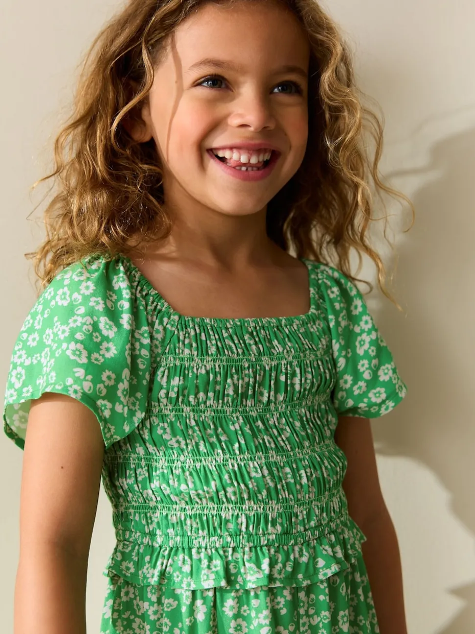 Green Shirred Jumpsuit (3-16yrs)