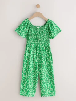 Green Shirred Jumpsuit (3-16yrs)