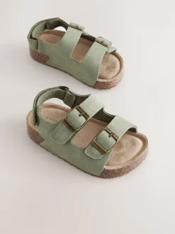 Green Standard Fit (F) Double Buckle Cushioned Footbed Sandals