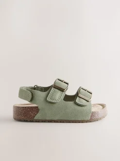 Green Standard Fit (F) Double Buckle Cushioned Footbed Sandals