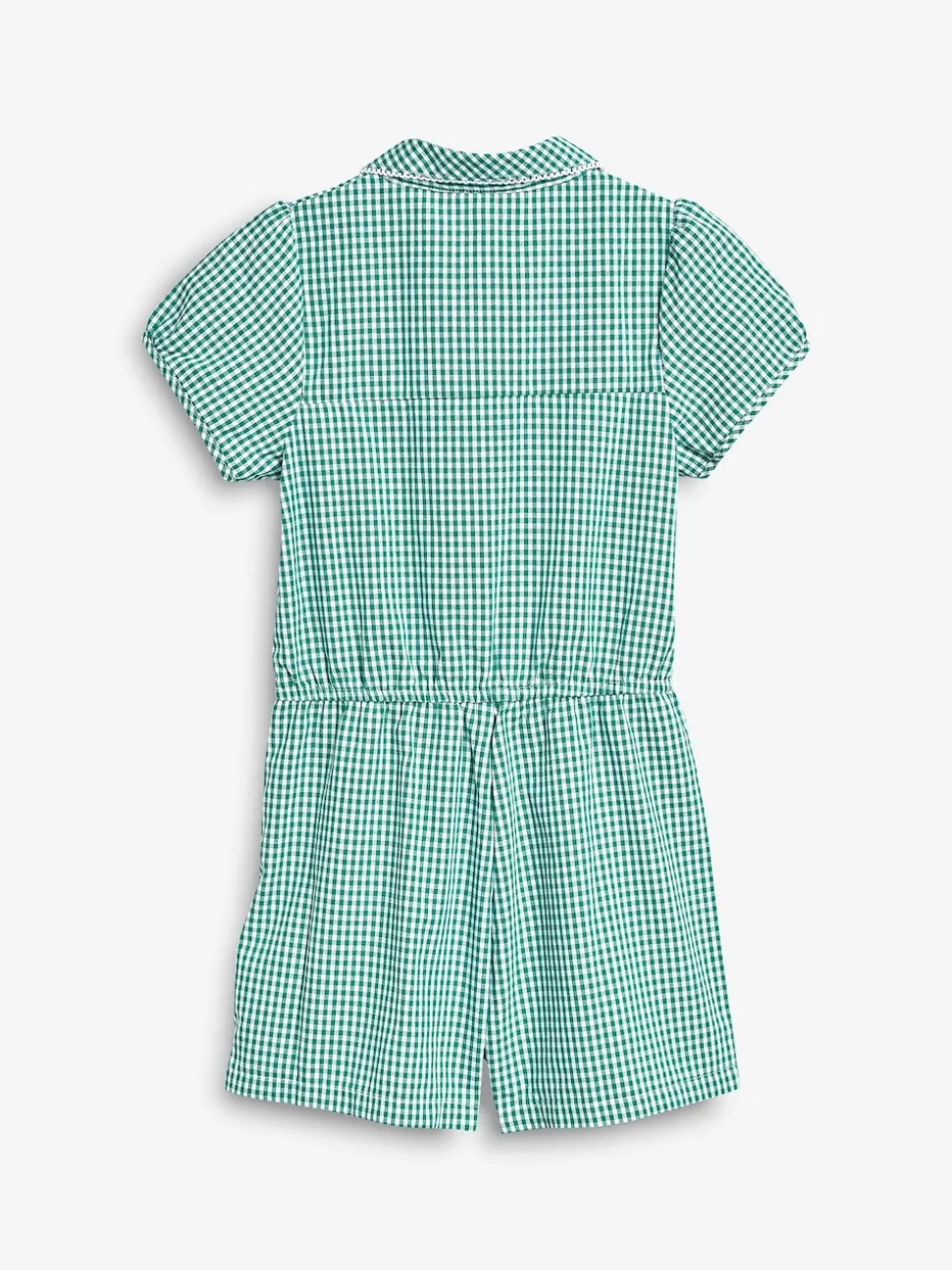 Green Zip Front Cotton Rich Gingham School Playsuit (3-14yrs)