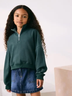 Green Zip Neck Sweatshirt (3-16yrs)