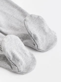 Grey Essential Zipped 100% Cotton Baby Sleepsuits 3 Pack (0-3yrs)