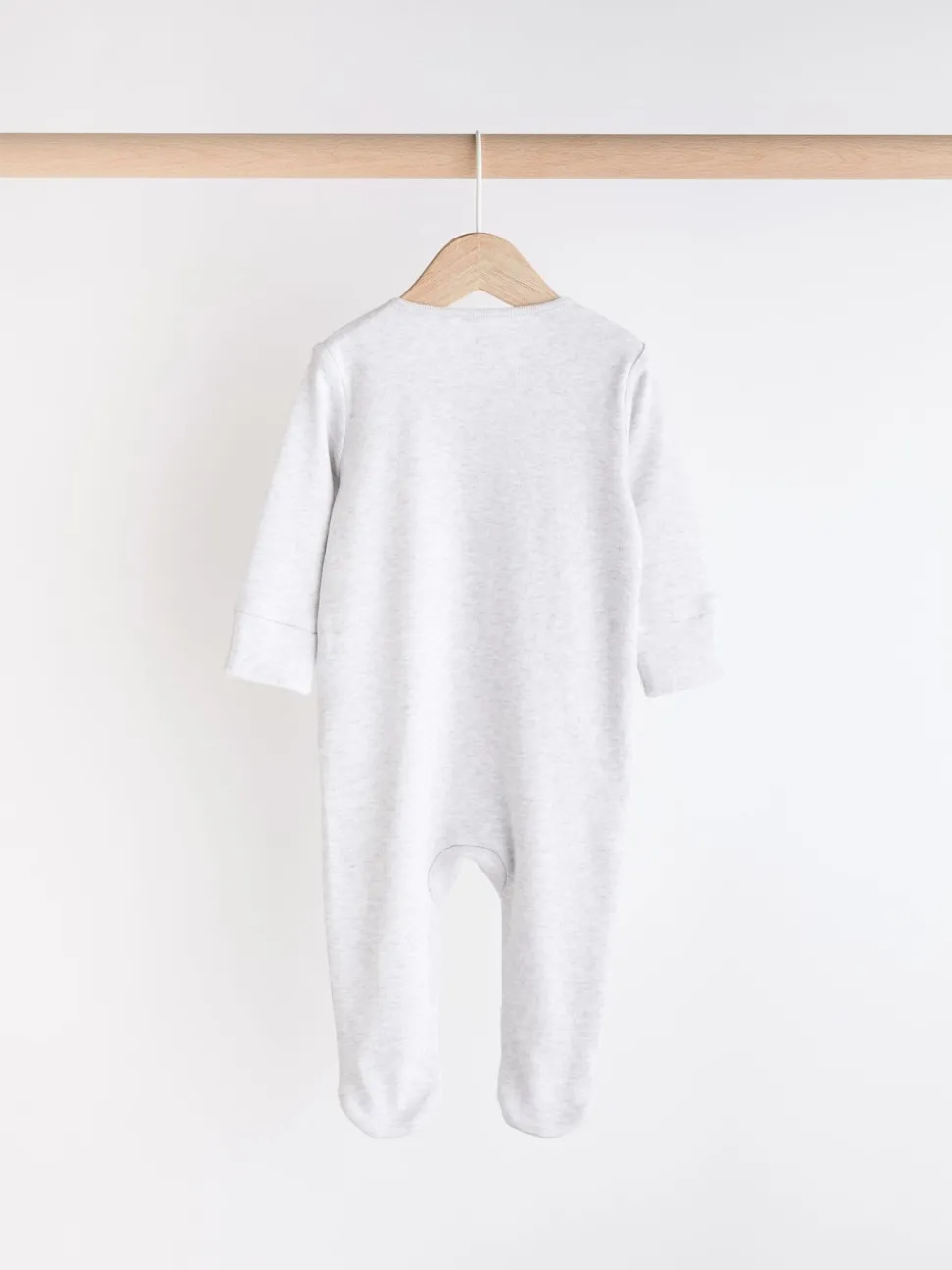 Grey Essential Zipped 100% Cotton Baby Sleepsuits 3 Pack (0-3yrs)