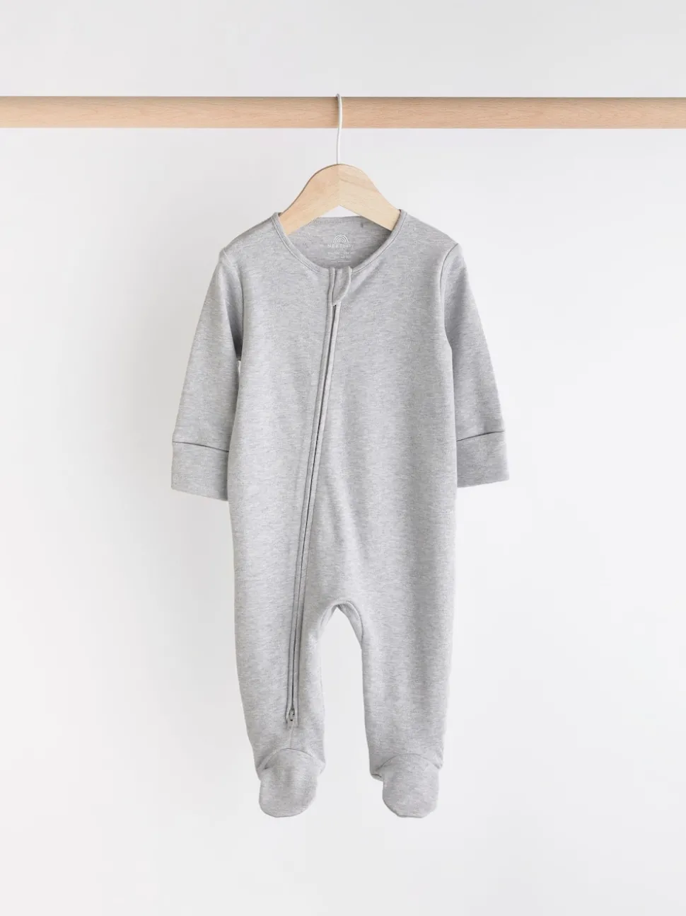 Grey Essential Zipped 100% Cotton Baby Sleepsuits 3 Pack (0-3yrs)