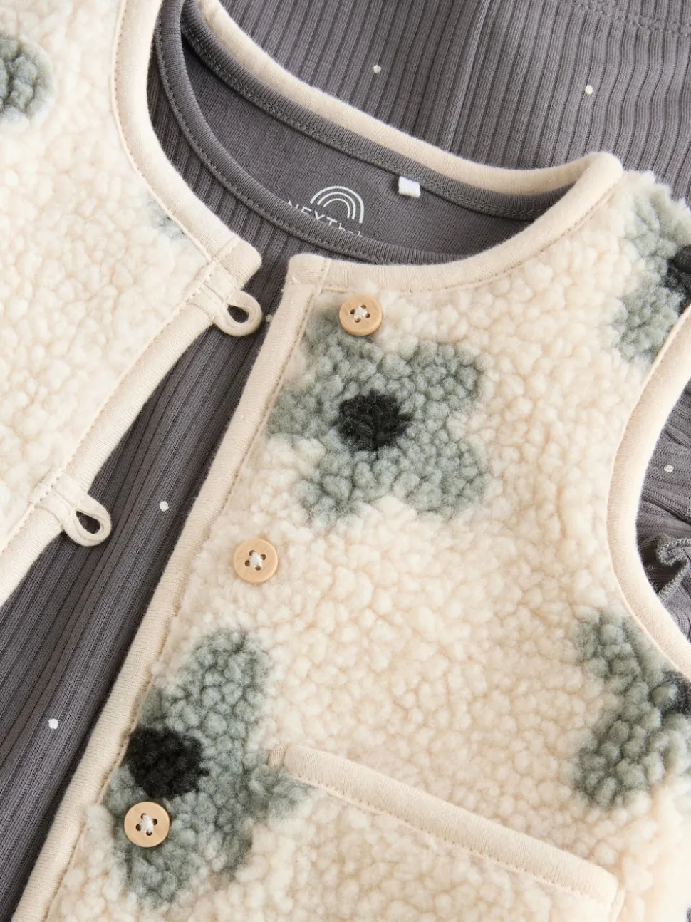 Grey Floral Baby Long Sleeve Top and Leggings with Gilet Set 3 Piece (0mths-2yrs)