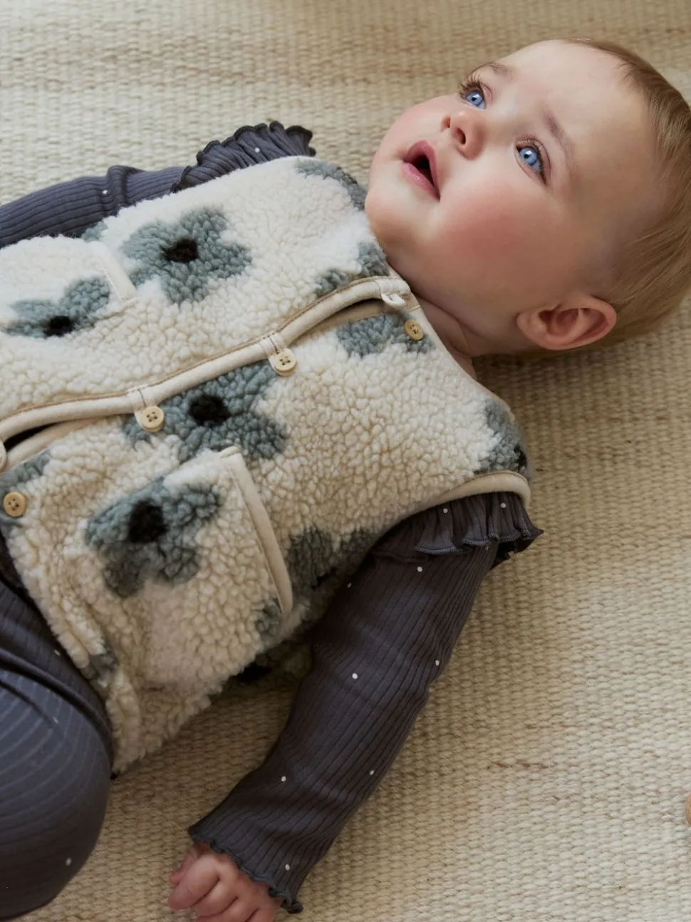Grey Floral Baby Long Sleeve Top and Leggings with Gilet Set 3 Piece (0mths-2yrs)