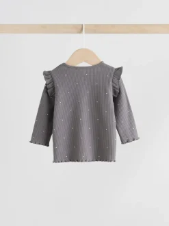 Grey Floral Baby Long Sleeve Top and Leggings with Gilet Set 3 Piece (0mths-2yrs)