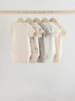 Grey Zebra Baby Short Sleeve Bodysuits 100% Cotton 5 Pack
