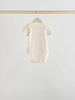Grey Zebra Baby Short Sleeve Bodysuits 100% Cotton 5 Pack