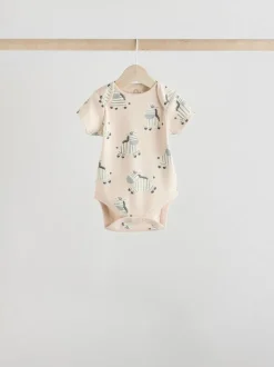 Grey Zebra Baby Short Sleeve Bodysuits 100% Cotton 5 Pack