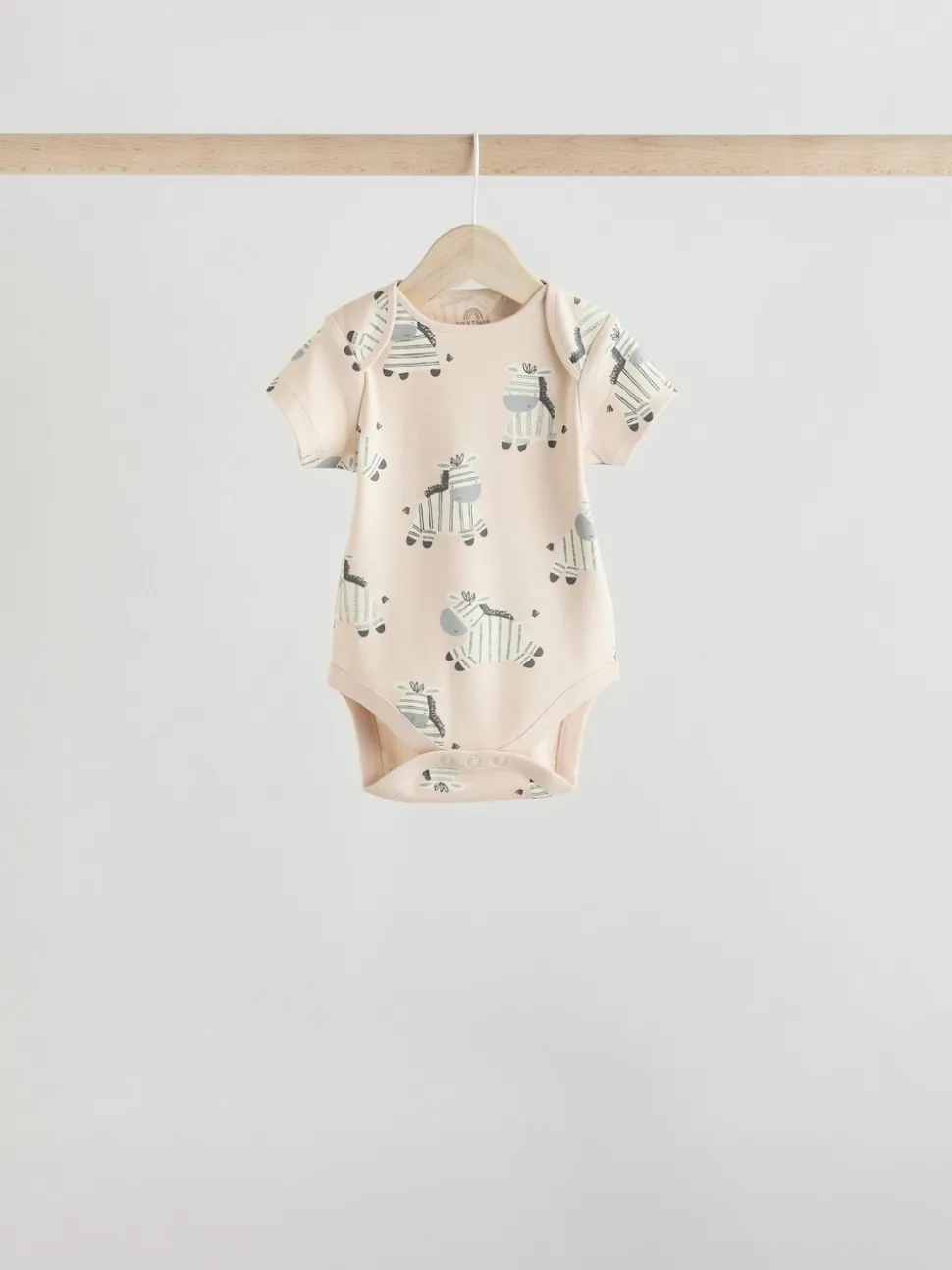 Grey Zebra Baby Short Sleeve Bodysuits 100% Cotton 5 Pack