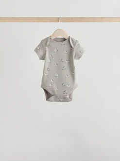 Grey Zebra Baby Short Sleeve Bodysuits 100% Cotton 5 Pack