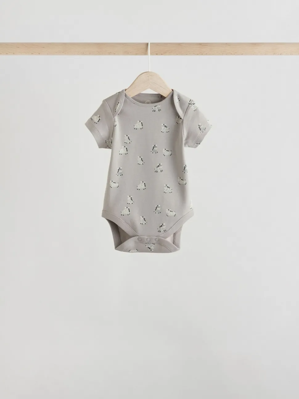 Grey Zebra Baby Short Sleeve Bodysuits 100% Cotton 5 Pack