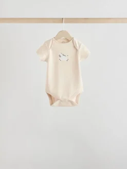 Grey Zebra Baby Short Sleeve Bodysuits 100% Cotton 5 Pack