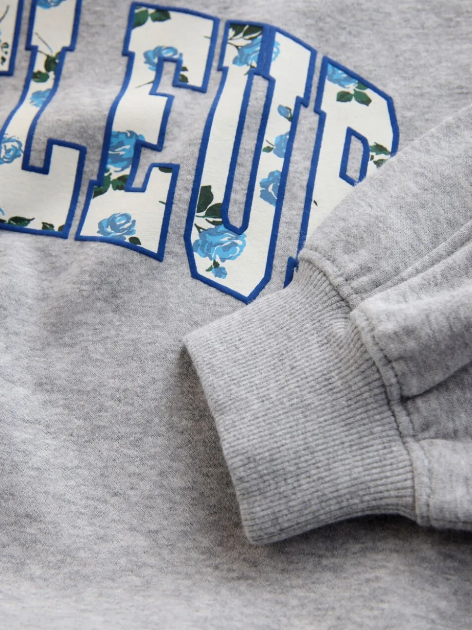 Grey/Blue Floral Slogan Sweatshirt and Flare Leggings Set (3-16yrs)