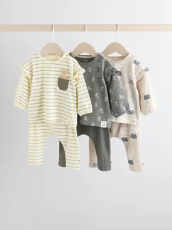 Grey/Cream Character Long Sleeve Top And Leggings Set 6 Piece (0mths-3yrs)