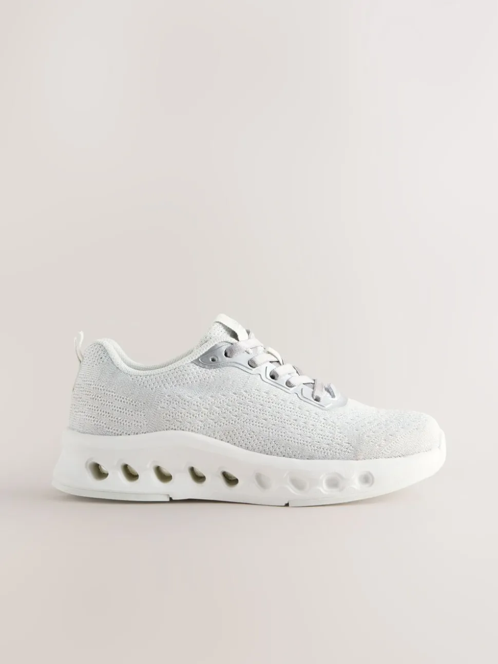 Grey Elastic Lace-Up Trainers