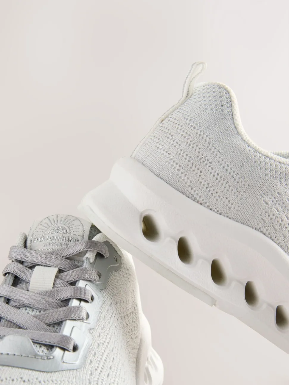 Grey Elastic Lace-Up Trainers