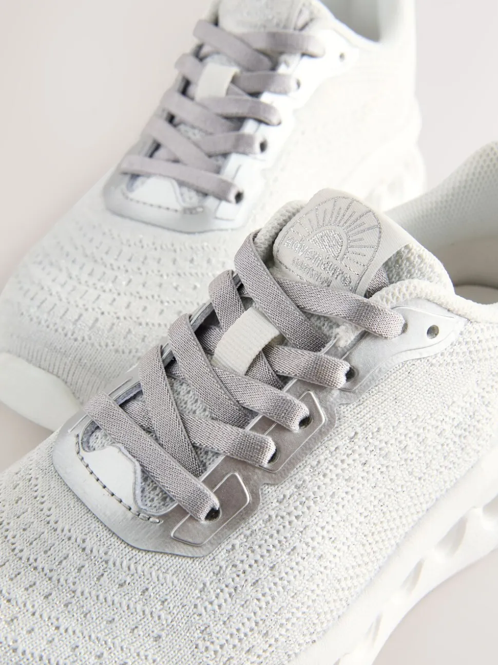 Grey Elastic Lace-Up Trainers