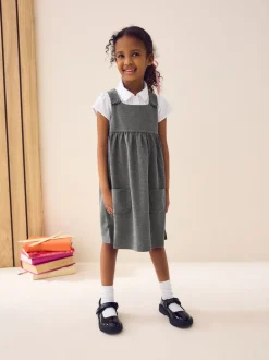 Grey Jersey Stretch Pinafore School Dress (3-14yrs)