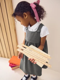 Grey Jersey Stretch Pinafore School Dress (3-14yrs)