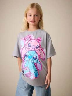 Grey Lilo & Stitch Oversized Graphic T-Shirt (3-16yrs)