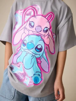 Grey Lilo & Stitch Oversized Graphic T-Shirt (3-16yrs)