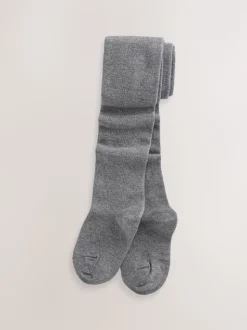 Grey Longer Length Cotton Rich School Tights 3 Pack
