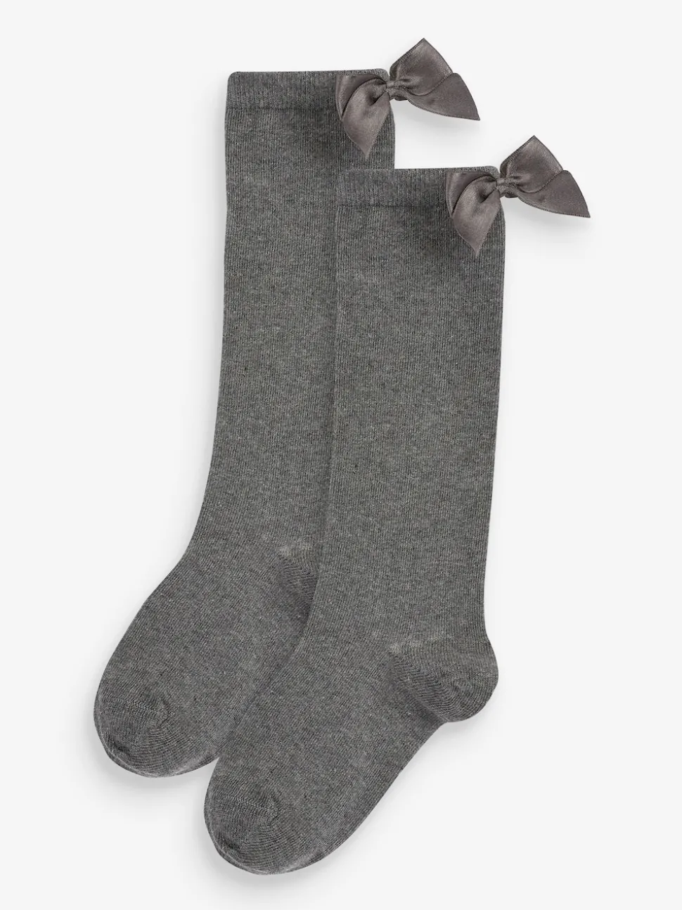 Grey 2 Pack Cotton Rich Bow Knee High Socks
