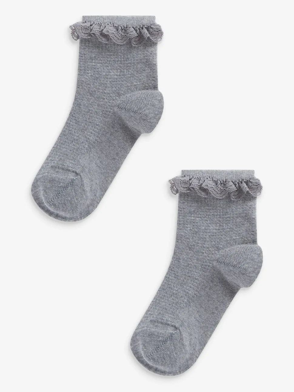 Grey 2 Pack Cotton Rich Ruffle Ankle Socks