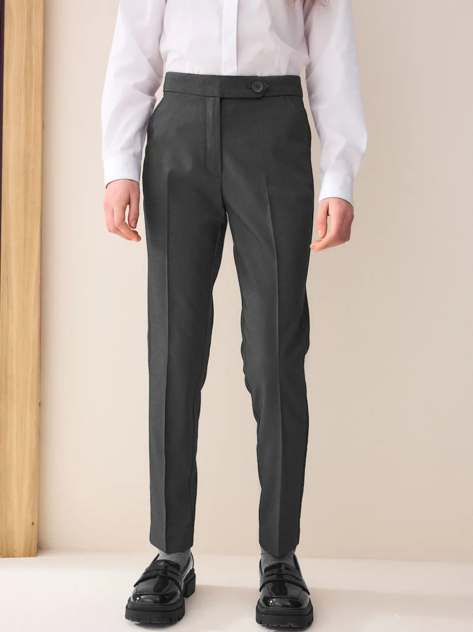 Grey Plain Front School Trousers (3-18yrs)