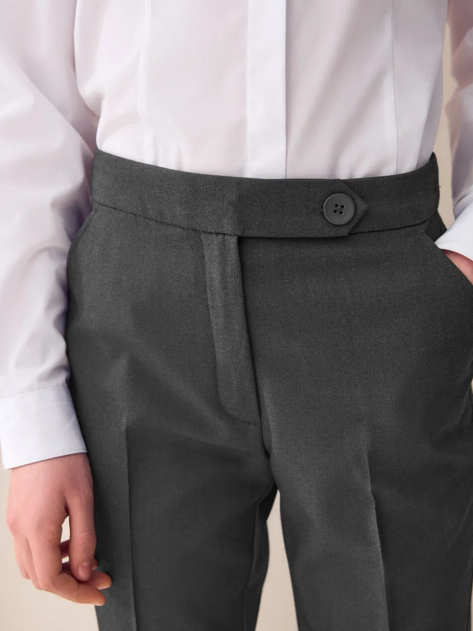 Grey Plain Front School Trousers (3-18yrs)