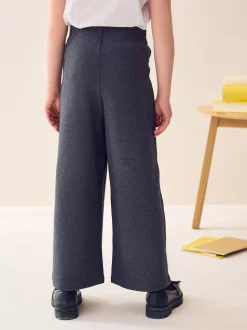 Grey Pull-On Cotton Rich Jersey Stretch Wide Leg Trousers (3-17yrs)
