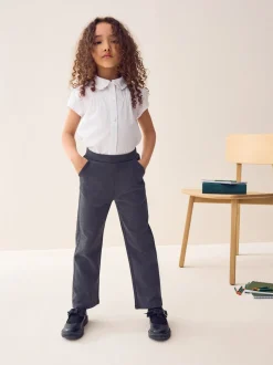 Grey Pull-On Cotton Rich Stretch Flared School Trousers (3-17yrs)