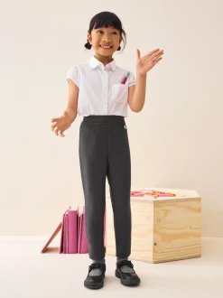 Grey Pull-On Cotton Rich Stretch School Trousers (3-16yrs)